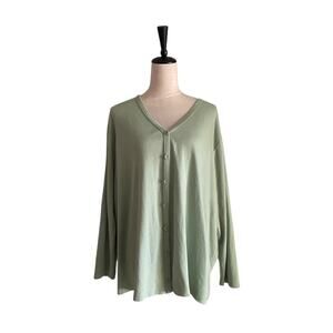 Karapenn Cardigan Sweater V-Neck Button-Up Top Green